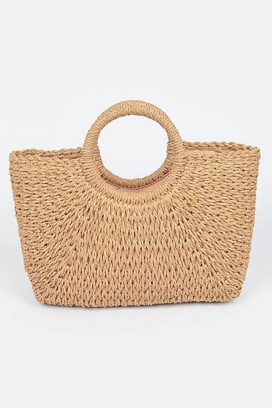 Ocean Breeze  Straw Bag - Khaki