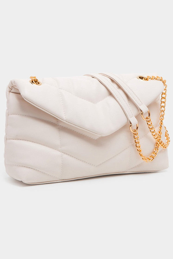 Quilted White Shoulder Crossbody Bag