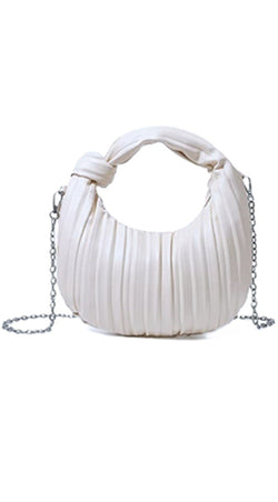 Rianna PU Leather Pleated Shoulder Handbag - White