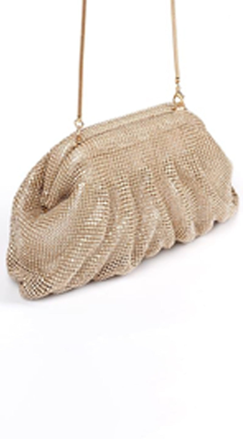 Mia Lux Rhinestone Clutch Bag - Gold