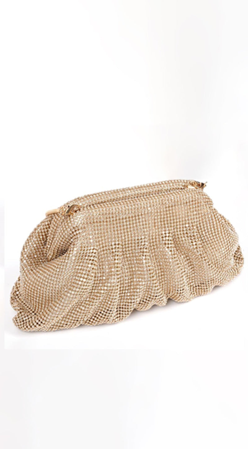 Mia Lux Rhinestone Clutch Bag - Gold