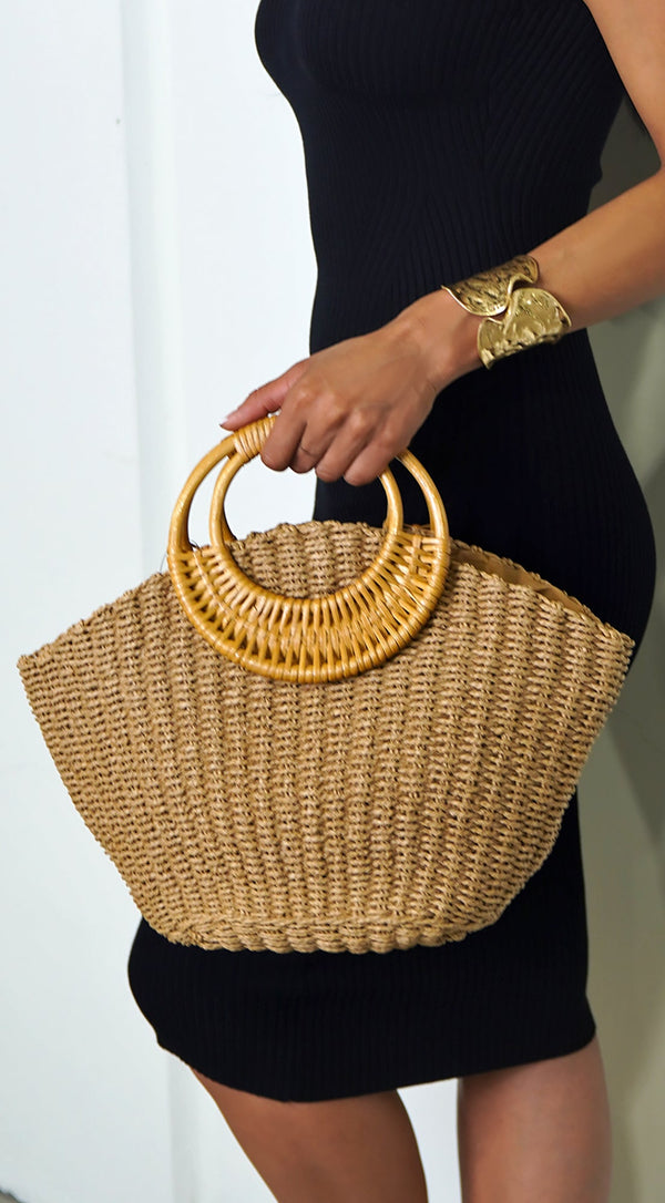 En La Playa Straw Tote Bag - Khaki