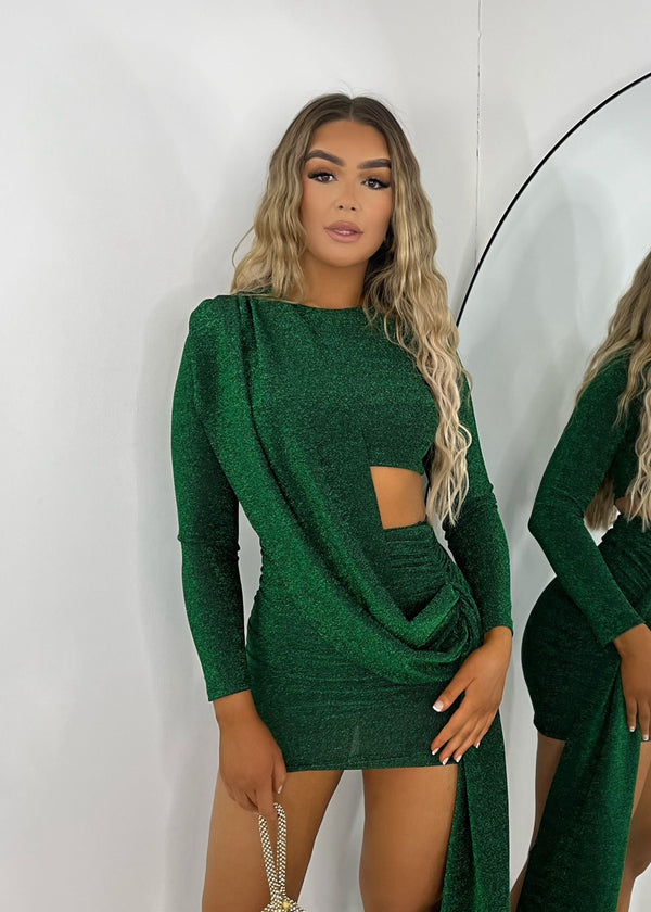 Capture It Wrap Mini Dress - Dark Green