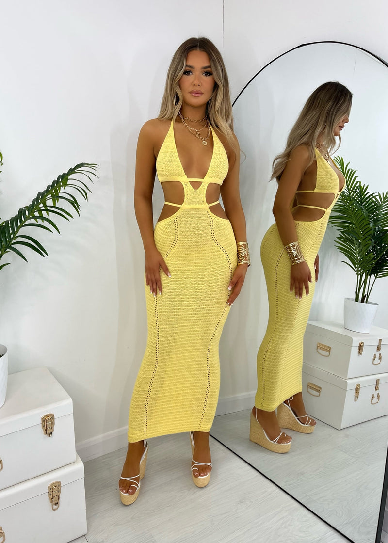 Bali Palms Crochet Maxi Dress - Yellow