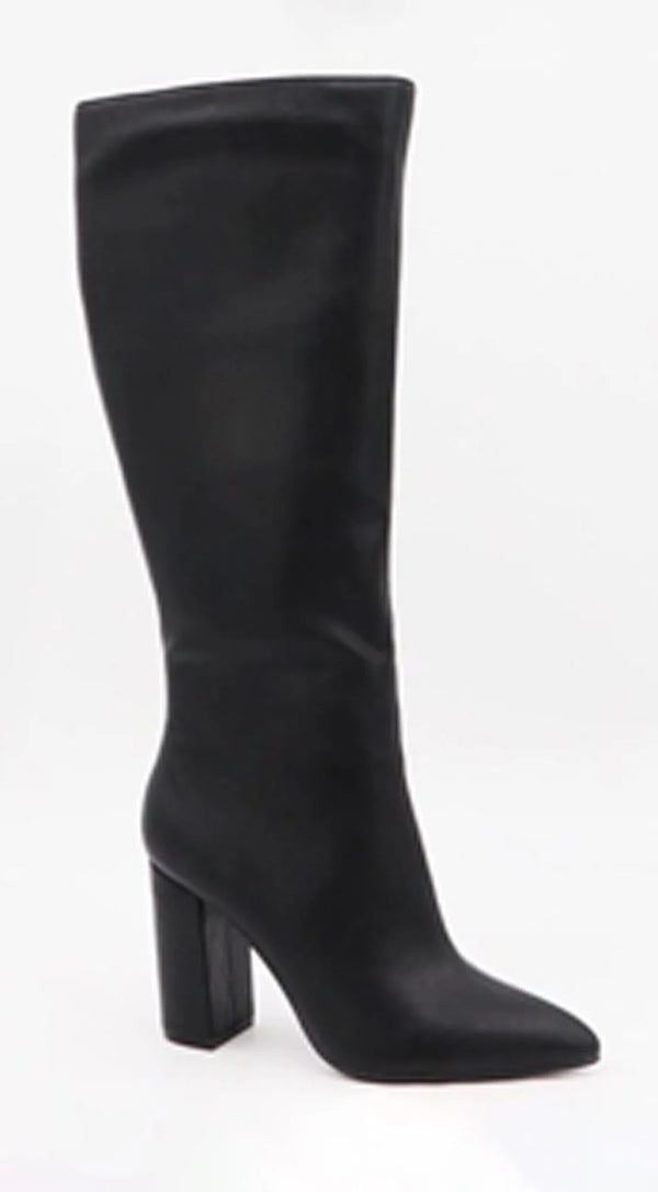 Sasha Block Heel Pointed Toe Boots - Black