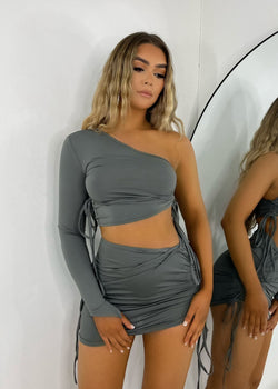 Edge of Glory One Shoulder Two Piece - Grey