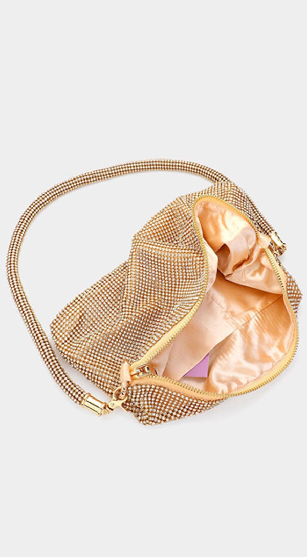 Crystal  Evening Glow Crossbody Shoulder Bag - Gold