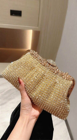 Costanza Rhinestone Luxury Evening Clutch - Gold