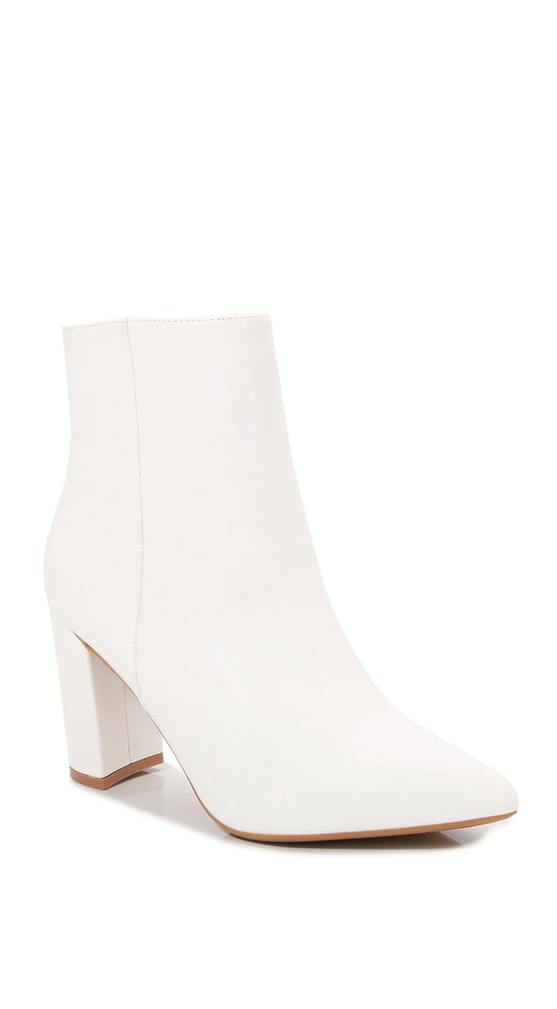 Caterina Block Heel Ankle Boots - White