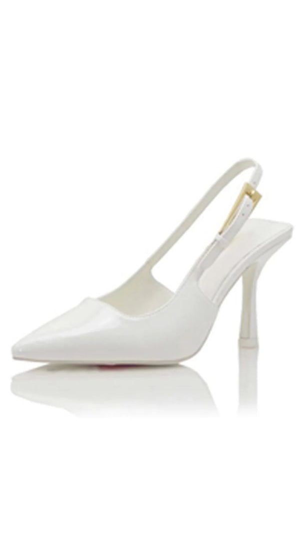 Alina Slingback Pointed Toe Pump Heels - White